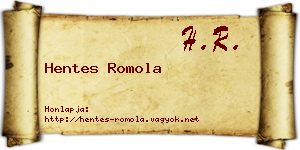 Hentes Romola névjegykártya